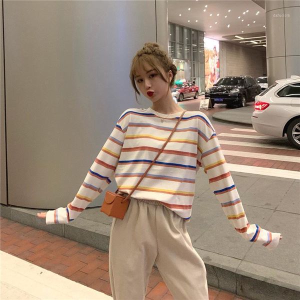 rainbow t shirt women striped kawaii clothes harajuku korean style streetwear aesthetic long sleeve fall roupas feminina o neck women's, White
rainbow t shirt women striped kawaii clothes harajuku korean style streetwear aesthetic long sleeve fall roupas feminina o neck women's, White