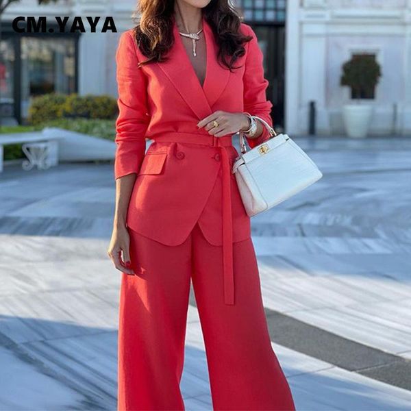 women's two piece pants cm.yaya women set solid full seeve notched collar bandage sashes blazers wide leg 2 sets outfits autumn, White
women's two piece pants cm.yaya women set solid full seeve notched collar bandage sashes blazers wide leg 2 sets outfits autumn, White