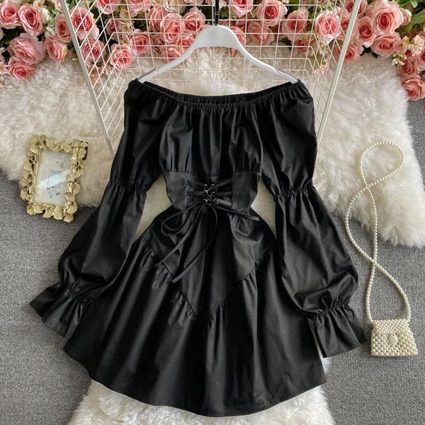 casual dresses autumn dress 2021 korean vintage women white black bandage mini off shoulder puff sleeve long vestidos, Black;gray
casual dresses autumn dress 2021 korean vintage women white black bandage mini off shoulder puff sleeve long vestidos, Black;gray