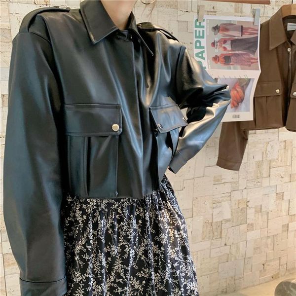 women's leather & faux fitaylor spring autumn women turn-down collar zipper jacket fashion biker short pu lady high street coat, Black
women's leather & faux fitaylor spring autumn women turn-down collar zipper jacket fashion biker short pu lady high street coat, Black