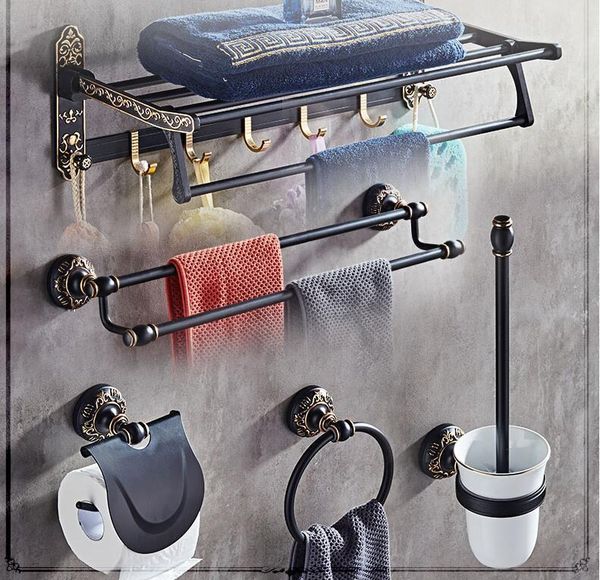 bath accessory set black and gold finish art carved aluminum bathroom accessories set,robe hook,paper holder,towel bar,soap basket
bath accessory set black and gold finish art carved aluminum bathroom accessories set,robe hook,paper holder,towel bar,soap basket