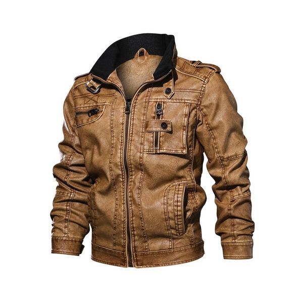 men's fur & faux leather jacket autumn windproof coat causal motorcycle vintage pu, Black
men's fur & faux leather jacket autumn windproof coat causal motorcycle vintage pu, Black