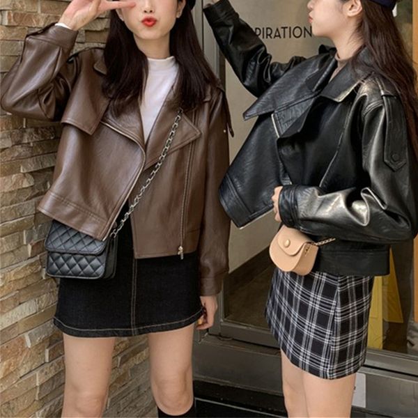 2021 new autumn winter women's jackets outerwear zipper korean style oversize faux leather short jk743 tk60, Black
2021 new autumn winter women's jackets outerwear zipper korean style oversize faux leather short jk743 tk60, Black