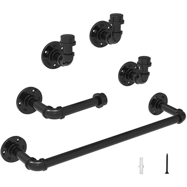 industrial pipe bathroom towel holder set, rustic farmhouse black towel rack kit wall mounted, bath accessories hardware
industrial pipe bathroom towel holder set, rustic farmhouse black towel rack kit wall mounted, bath accessories hardware