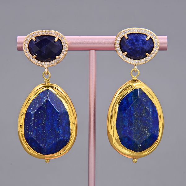 guaiguai jewelry natural water drop lapis lazuli sodalite gold plated stud earrings cz paved handmade for women real gems stone lady fashion, Silver
guaiguai jewelry natural water drop lapis lazuli sodalite gold plated stud earrings cz paved handmade for women real gems stone lady fashion, Silver