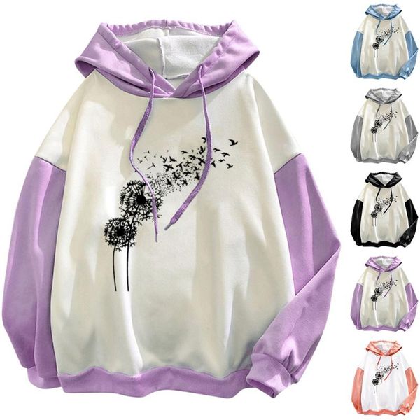 women's hoodies & sweatshirts letter dandelion print hoodie fashion printed pullover stitching for ladies sweatshirt casual outwearing, Black
women's hoodies & sweatshirts letter dandelion print hoodie fashion printed pullover stitching for ladies sweatshirt casual outwearing, Black