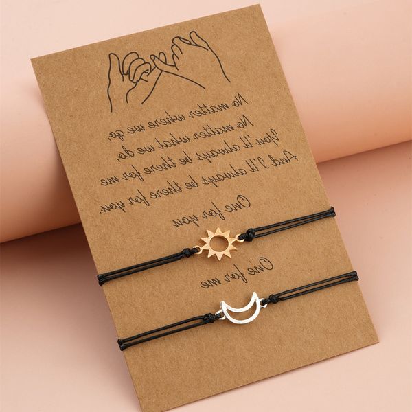 2 pcs/set couple bracelet for women lover sun moon star heart lock key handmade braided black rope charm friendship jewelry gift, Golden;silver
2 pcs/set couple bracelet for women lover sun moon star heart lock key handmade braided black rope charm friendship jewelry gift, Golden;silver