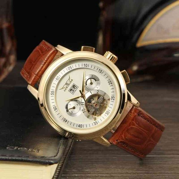 jaragar brand luxury men mechanical wristwatches automatic men's tourbillion skeleton watches for male relogio masculino, Slivery;brown
jaragar brand luxury men mechanical wristwatches automatic men's tourbillion skeleton watches for male relogio masculino, Slivery;brown