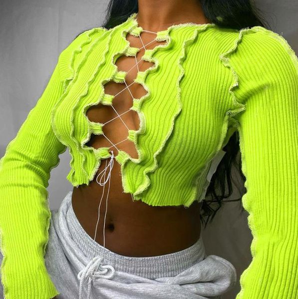 women's t-shirt irregular hollow out lace up t shirt womens crop long sleeve slim fit rib knit short female blusas, White
women's t-shirt irregular hollow out lace up t shirt womens crop long sleeve slim fit rib knit short female blusas, White