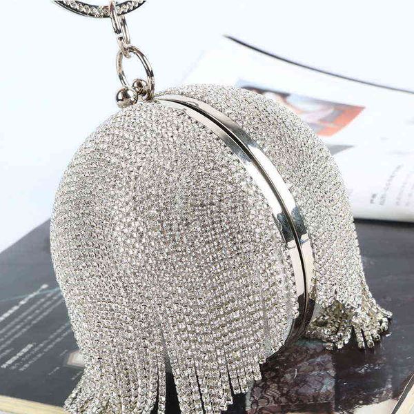 nxy evening bags sliver diamonds rhinestone round ball for women 2022 fashion mini tassels clutch bag ladies ring handbag clutches 220210
nxy evening bags sliver diamonds rhinestone round ball for women 2022 fashion mini tassels clutch bag ladies ring handbag clutches 220210