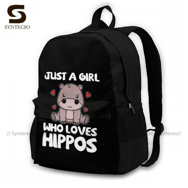 hippo backpacks school tourist lightweight backpack cute polyester bags