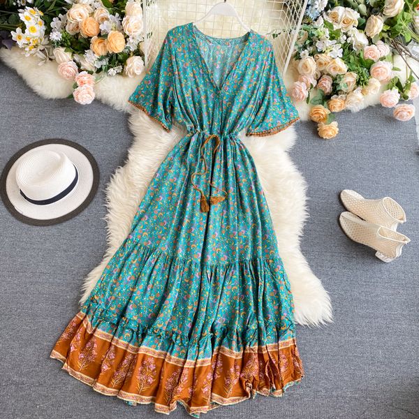 2021 summer women floral print long bohemian v-neck short sleeve vestidos verano casual boho chic ruffle beach es q5ca, Black;gray
2021 summer women floral print long bohemian v-neck short sleeve vestidos verano casual boho chic ruffle beach es q5ca, Black;gray