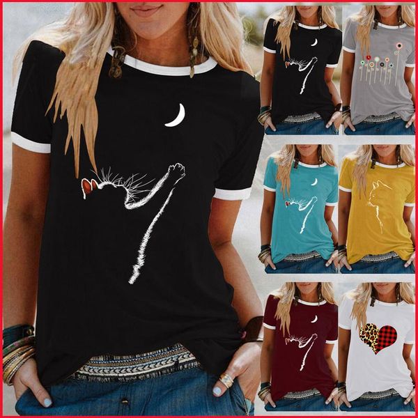 women's t-shirt women clothes casual tunic summer female funny cute cat print short sleeve basic o-neck harajuku street tees tshirt, White
women's t-shirt women clothes casual tunic summer female funny cute cat print short sleeve basic o-neck harajuku street tees tshirt, White