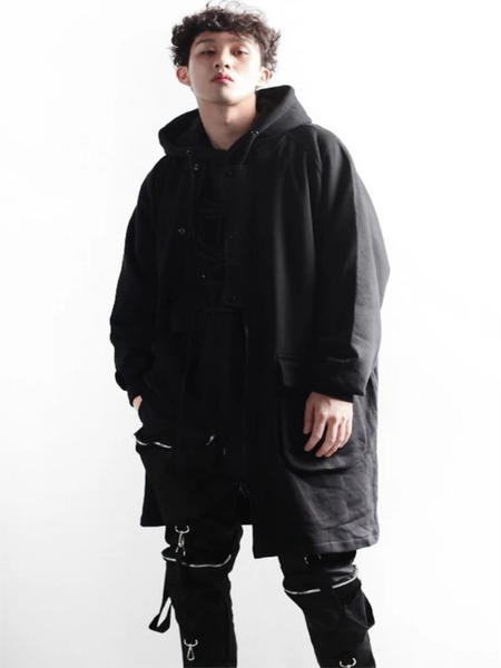 men's wool & blends woolen coat autumn/winter retro dark button-down zipper hooded casual oversized, Black
men's wool & blends woolen coat autumn/winter retro dark button-down zipper hooded casual oversized, Black