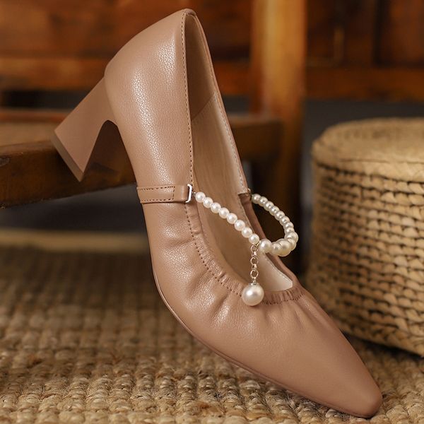 womens genuine leather elastic pleated slip-on pumps beading buckle decoration mary jane heels single shoes evening dress shoes, Black
womens genuine leather elastic pleated slip-on pumps beading buckle decoration mary jane heels single shoes evening dress shoes, Black