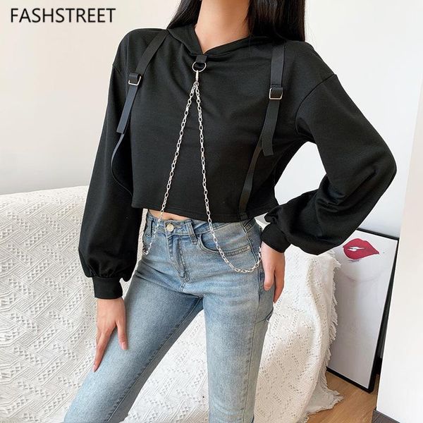 women's hoodies & sweatshirts fashstreet long sleeve crewneck sweatshirt women clothing 2021 metal chain punk cropped hoodie sporty cas, Black
women's hoodies & sweatshirts fashstreet long sleeve crewneck sweatshirt women clothing 2021 metal chain punk cropped hoodie sporty cas, Black