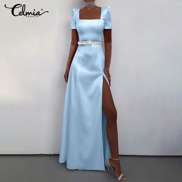 casual dresses celmia women square collar satin silk long dress 2021 summer short sleeve split party elegant maxi sundress robe plus si, Black;gray
casual dresses celmia women square collar satin silk long dress 2021 summer short sleeve split party elegant maxi sundress robe plus si, Black;gray