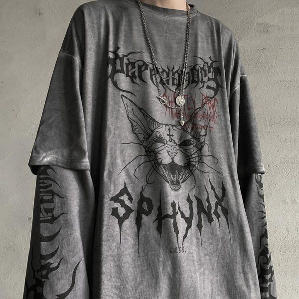 men's t-shirts gothic cat t shirt streetwear cool punk tshirt harajuku summer tees spring long sleeve high street loose japan t-shirt, White;black
men's t-shirts gothic cat t shirt streetwear cool punk tshirt harajuku summer tees spring long sleeve high street loose japan t-shirt, White;black
