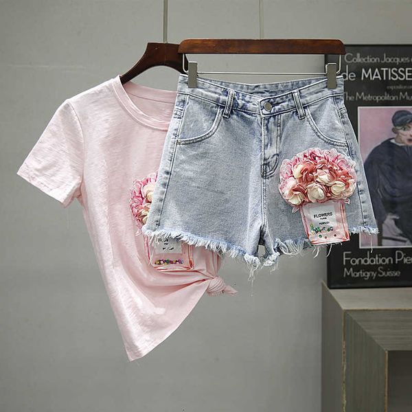 women's t-shirt spring summer women clothes 2 pieces sets female short sleeve white t shirt and denim shorts clothing su h328
women's t-shirt spring summer women clothes 2 pieces sets female short sleeve white t shirt and denim shorts clothing su h328