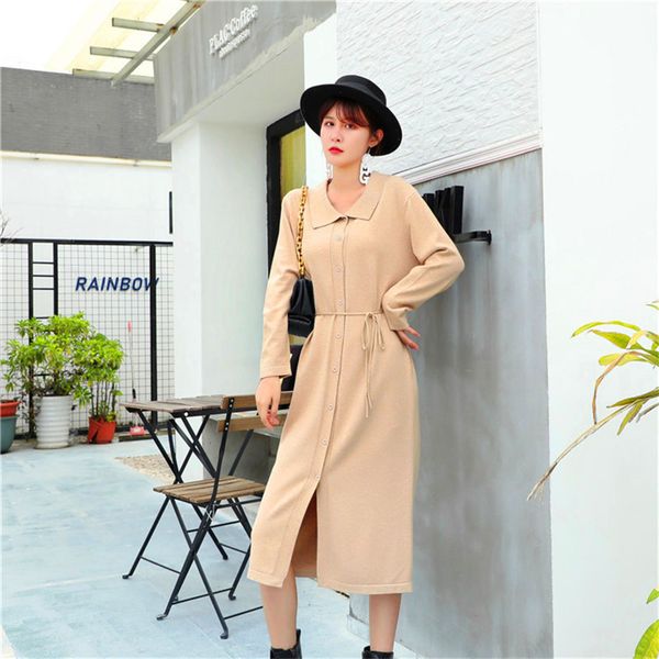 korean knitted dress women turn-down collar lace up long sleeve dress autumn winter fashion loose sweater dresses 2021, White;black
korean knitted dress women turn-down collar lace up long sleeve dress autumn winter fashion loose sweater dresses 2021, White;black