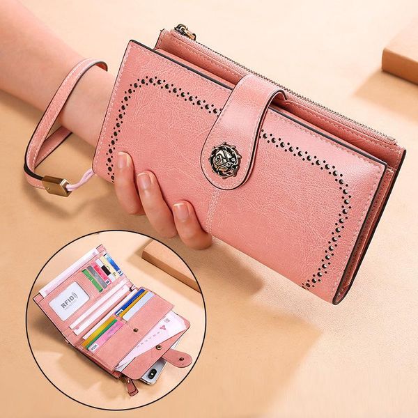 wallets genuine leather women wallet female long wristlet clutch retro oil wax ladies purses money bag phone coin purse, Red;black
wallets genuine leather women wallet female long wristlet clutch retro oil wax ladies purses money bag phone coin purse, Red;black