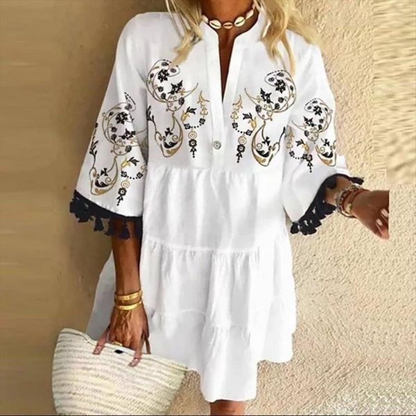 fashion tassel sleeve womens dresses v neck patchwork loose casual empire knee length half, Black;gray
fashion tassel sleeve womens dresses v neck patchwork loose casual empire knee length half, Black;gray