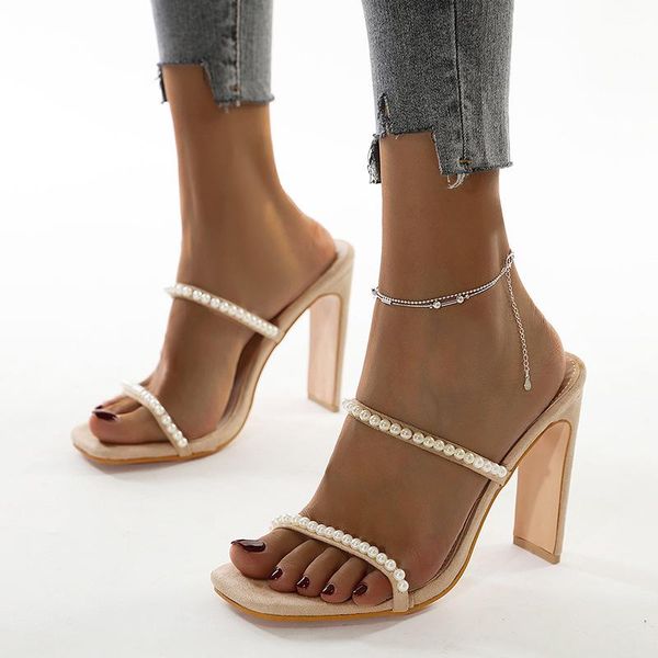 leopard land women's shoes string pearl women's sandals high heel large square slippers cwf-zx1412, Black
leopard land women's shoes string pearl women's sandals high heel large square slippers cwf-zx1412, Black