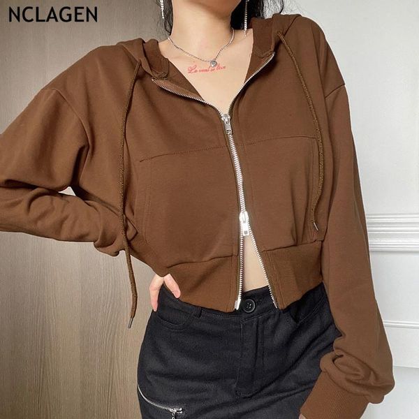 women's hoodies & sweatshirts nclagen women 2021 autumn double zippers loose casual hooded streetwear pockets elegant crop sweatshirt, Black
women's hoodies & sweatshirts nclagen women 2021 autumn double zippers loose casual hooded streetwear pockets elegant crop sweatshirt, Black