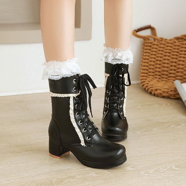 boots deat 2021 autumn and winter fashion casual round toe solid color medium heel large lace up shoes women sg497, Black
boots deat 2021 autumn and winter fashion casual round toe solid color medium heel large lace up shoes women sg497, Black