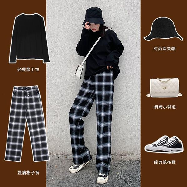 women's pants & capris female trouser mall clothes jogger dye vintage plaid pant elastic waist women high plus size wide leg straight, Black;white
women's pants & capris female trouser mall clothes jogger dye vintage plaid pant elastic waist women high plus size wide leg straight, Black;white