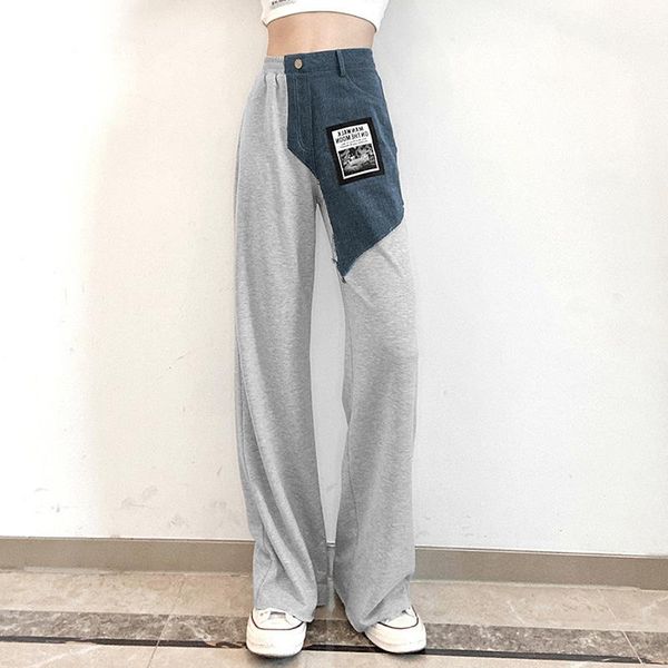 women's pants & capris 2021 contrast color high waist loose fashion irregular stitching casual sweat women, Black;white
women's pants & capris 2021 contrast color high waist loose fashion irregular stitching casual sweat women, Black;white