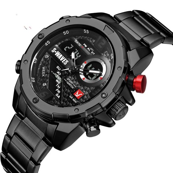 wristwatches swaves brand leisure trend double display men's watch steel belt vacuum plating waterproof imported quartz movement, Slivery;brown
wristwatches swaves brand leisure trend double display men's watch steel belt vacuum plating waterproof imported quartz movement, Slivery;brown