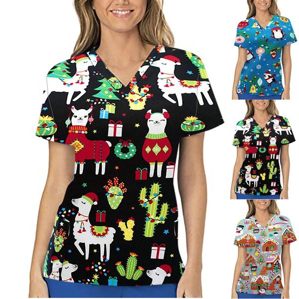 women and men nurse short sleeve cleavage on of uniform work shirts christmas printing overalls nurse's accessories 5* cmor, White;black
women and men nurse short sleeve cleavage on of uniform work shirts christmas printing overalls nurse's accessories 5* cmor, White;black