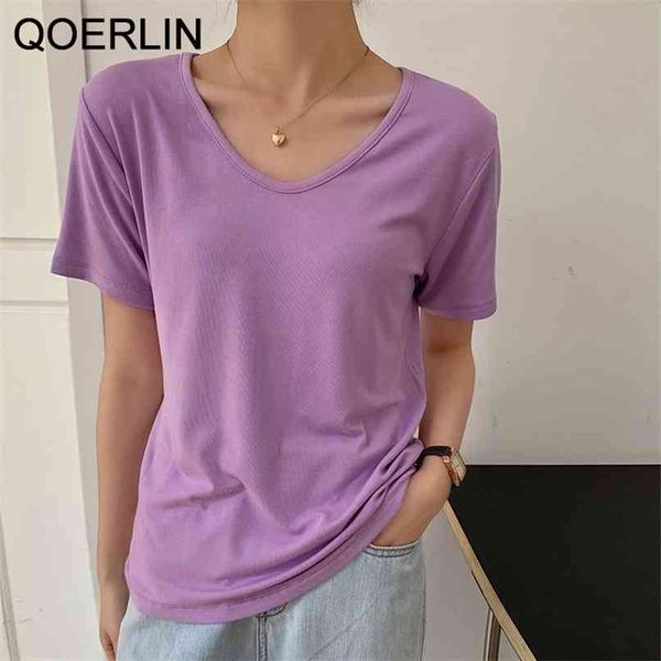 korean u neck short sleeve t-shirt women summer loose casual drape solid basic white black tee shirts girl 210601
korean u neck short sleeve t-shirt women summer loose casual drape solid basic white black tee shirts girl 210601