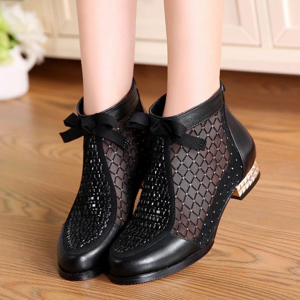 boots summer cool mesh fashion rhinestone bowknot female leather hollow-out fish mouth ankle, Black
boots summer cool mesh fashion rhinestone bowknot female leather hollow-out fish mouth ankle, Black