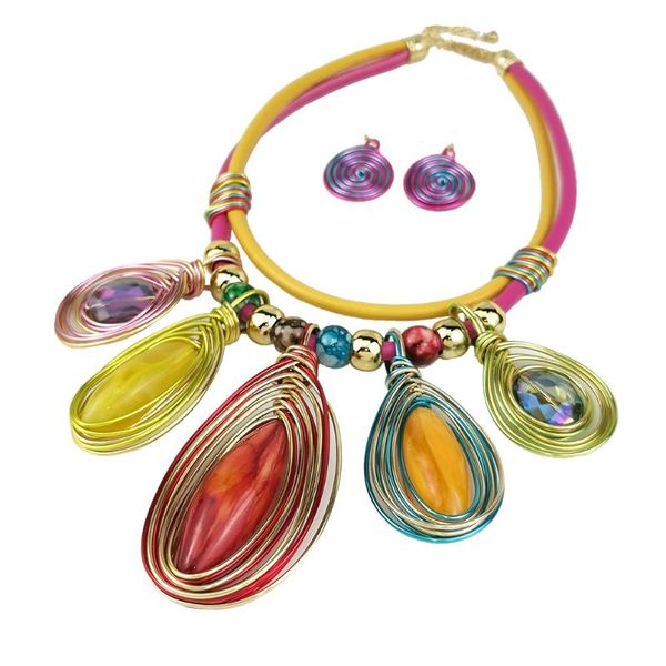 earrings & necklace boho big pendant necklaces jewelry sets leather chain colorful resin crystal metal statement set women, Silver
earrings & necklace boho big pendant necklaces jewelry sets leather chain colorful resin crystal metal statement set women, Silver