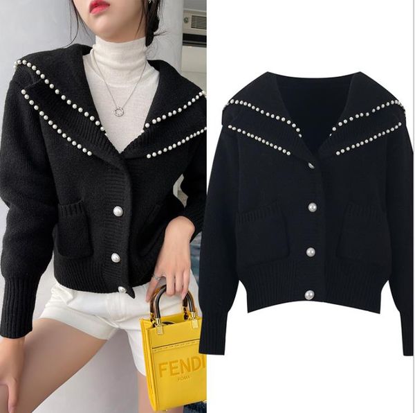 730 2021 summer brand same style regular short sleeve lapel neck black cardigan kint sweater women clothes yl, White;black
730 2021 summer brand same style regular short sleeve lapel neck black cardigan kint sweater women clothes yl, White;black