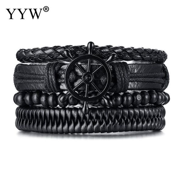 charm bracelets yyw vintage rope braided multilayer leather bracelet wood beaded vessel rudder punk casul male wristbands adjustable length, Golden;silver
charm bracelets yyw vintage rope braided multilayer leather bracelet wood beaded vessel rudder punk casul male wristbands adjustable length, Golden;silver