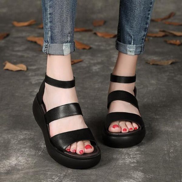 dress shoes fashion sandals female 2021 summer genuine pu leather retro women platform flat casual european roman, Black
dress shoes fashion sandals female 2021 summer genuine pu leather retro women platform flat casual european roman, Black