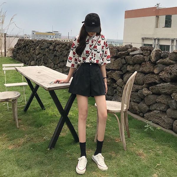 women's shorts 2623 women spring korean style high waist slim pants drape wide-leg black casual, White;black
women's shorts 2623 women spring korean style high waist slim pants drape wide-leg black casual, White;black