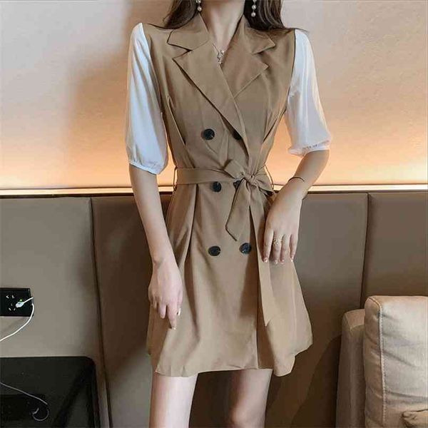 ins fashion summer retro double-breasted belt temperament notched collar puff sleeve stitching blazer dress for women 210602, White
ins fashion summer retro double-breasted belt temperament notched collar puff sleeve stitching blazer dress for women 210602, White