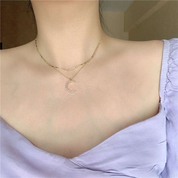 hbp fashion south korea dongdamen new neckchain: simple, light and luxurious, micro inlaid with moon real gold electroplating double-layer c, Silver
hbp fashion south korea dongdamen new neckchain: simple, light and luxurious, micro inlaid with moon real gold electroplating double-layer c, Silver