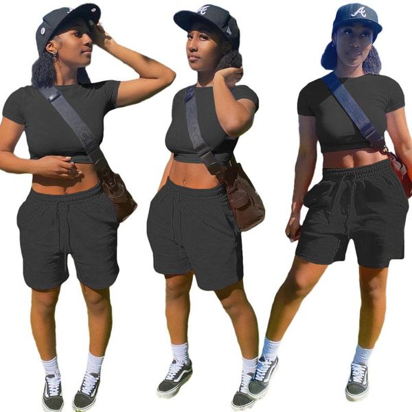 women's tracksuits sportwear tracksuit summer suit solid short sleeve crop women t-shirt jogger shorts pants outfit yoga two piece set, Gray
women's tracksuits sportwear tracksuit summer suit solid short sleeve crop women t-shirt jogger shorts pants outfit yoga two piece set, Gray