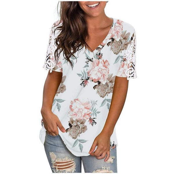 women's t-shirt women t shirt lace hollow out boho floral printing short sleeves v-neck summer plus size elegant vintage casual, White
women's t-shirt women t shirt lace hollow out boho floral printing short sleeves v-neck summer plus size elegant vintage casual, White