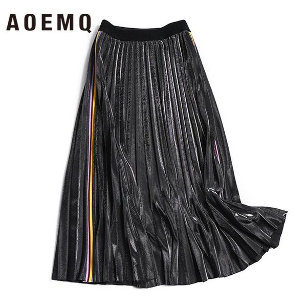 skirts aoemq silky satin elastic high waist gold velvet mid-length pleated stitching color stripe a-shaped large swing skirt, Black
skirts aoemq silky satin elastic high waist gold velvet mid-length pleated stitching color stripe a-shaped large swing skirt, Black