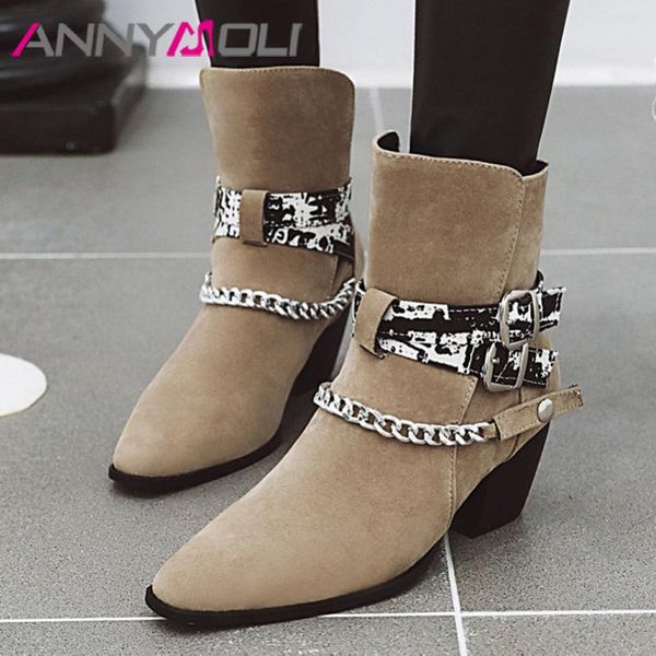 boots annymoli woman buckle high heel ankle pointed toe short chain block ladies shoes autumn winter beige 46, Black
boots annymoli woman buckle high heel ankle pointed toe short chain block ladies shoes autumn winter beige 46, Black