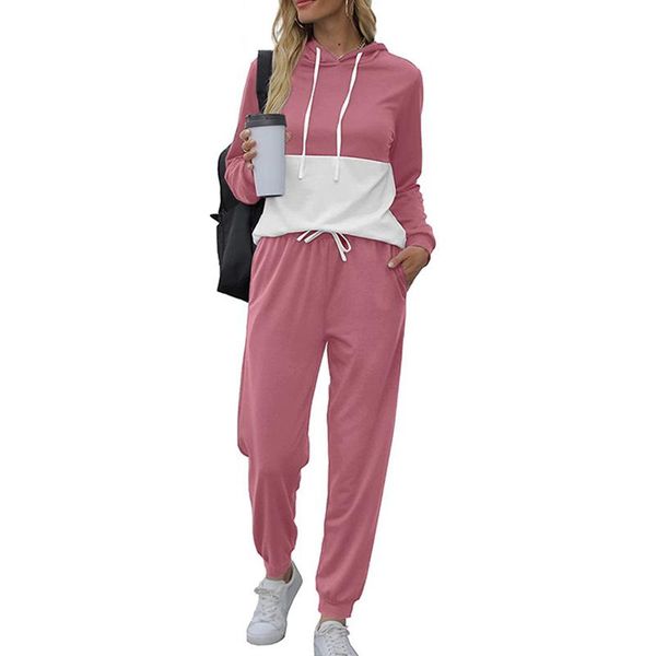 women's two piece pants urban casual women clothing color matching hooded long-sleeved sports suit 2021 autumn pullover +trousers, White
women's two piece pants urban casual women clothing color matching hooded long-sleeved sports suit 2021 autumn pullover +trousers, White