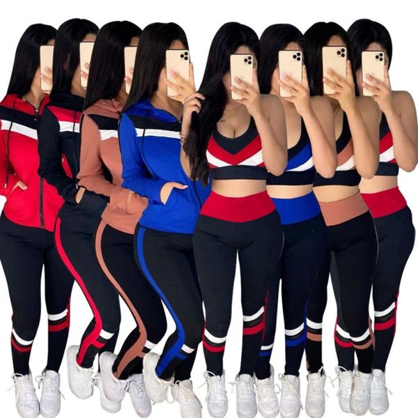 women tracksuits long sleeve hooded coat jacket patchwork vest t shirt crop pants casual sportswear three pieces outfits 21021801, White
women tracksuits long sleeve hooded coat jacket patchwork vest t shirt crop pants casual sportswear three pieces outfits 21021801, White