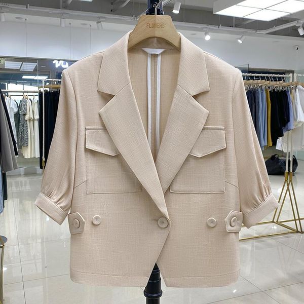 women's suits & blazers superaen 2021 spring/summer three quarter suit jacket thin solid all match casual coat, White;black
women's suits & blazers superaen 2021 spring/summer three quarter suit jacket thin solid all match casual coat, White;black