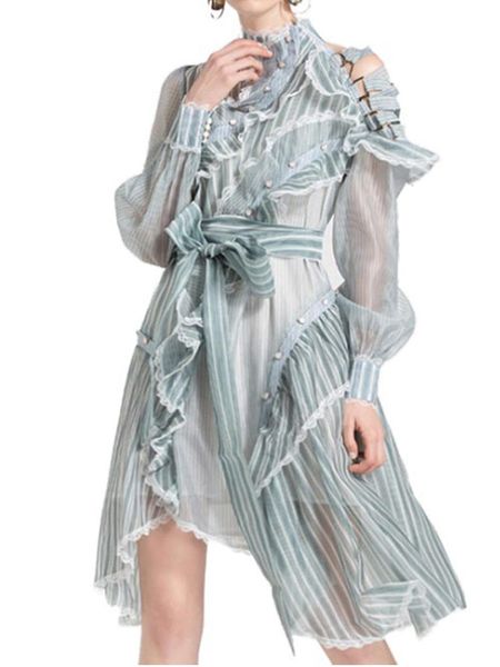 casual dresses organza women sheer dress 2021 striped lace buckle ruffle cross off shoulder belted turtleneck long sleeve, Black;gray
casual dresses organza women sheer dress 2021 striped lace buckle ruffle cross off shoulder belted turtleneck long sleeve, Black;gray